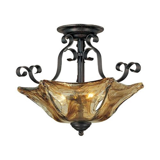 Millennium Lighting Chatsworth 3 Light Semi Flush Mount, Gold