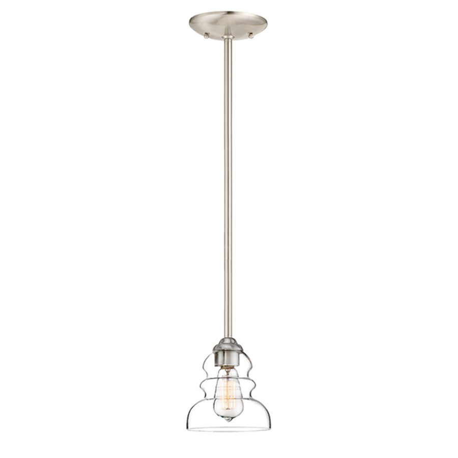 1 Light Mini Pendant, Satin NIckel, Clear