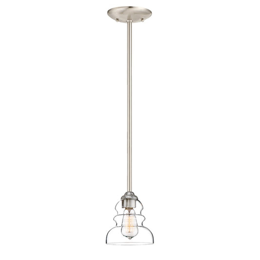 1 Light Mini Pendant, Satin NIckel, Clear