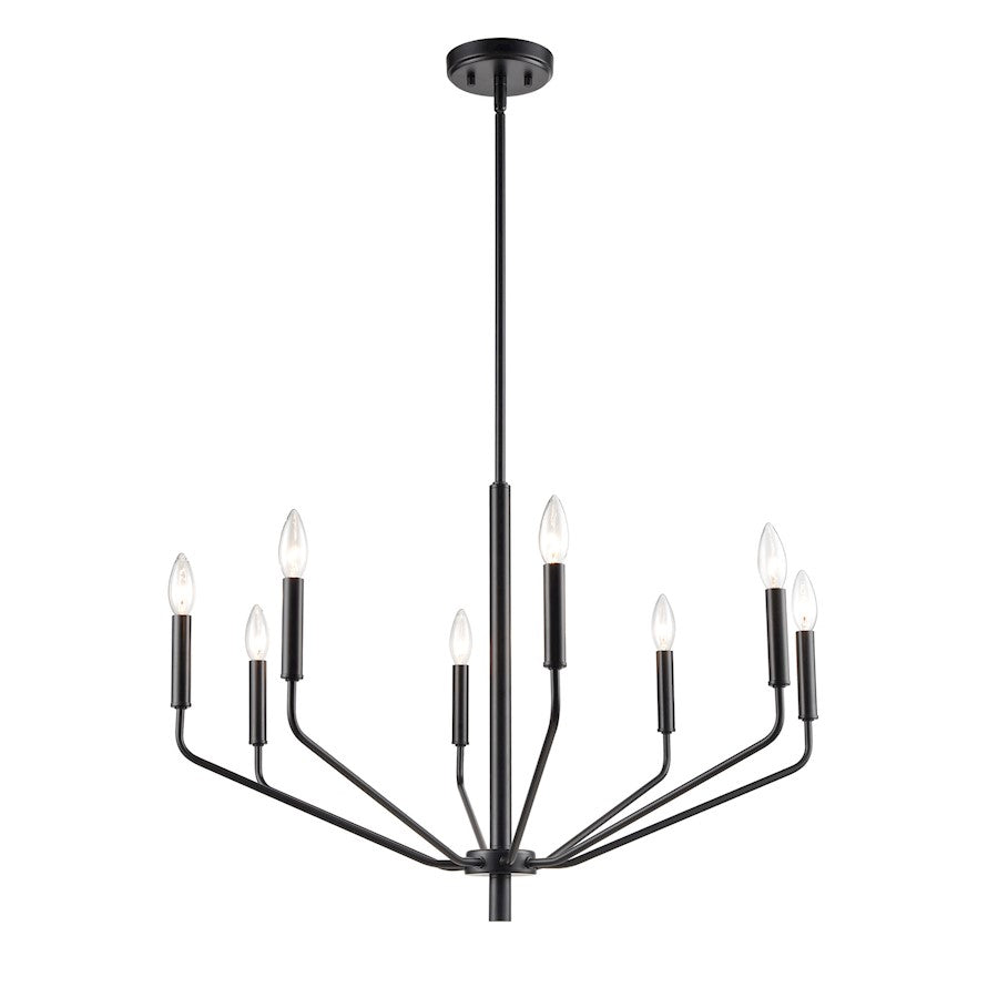 8 Light Chandelier, Matte Black