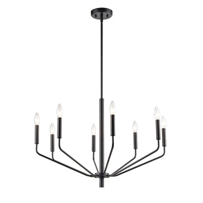 8 Light Chandelier, Matte Black