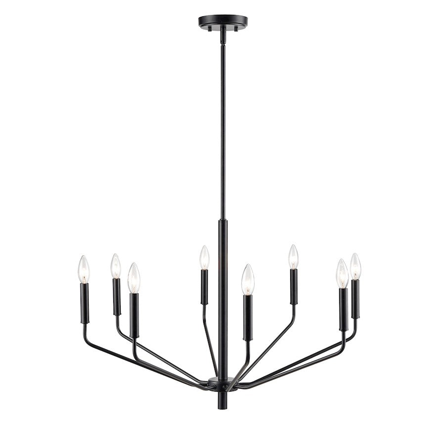 8 Light Chandelier, Matte Black