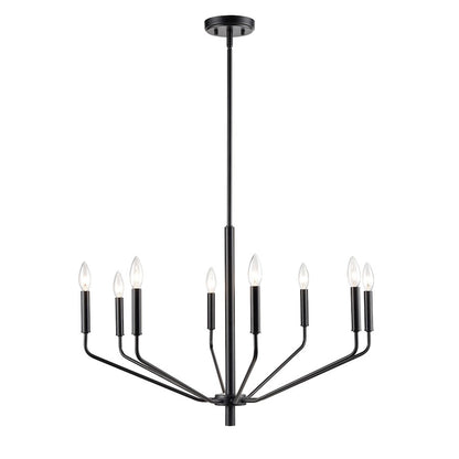 8 Light Chandelier, Matte Black