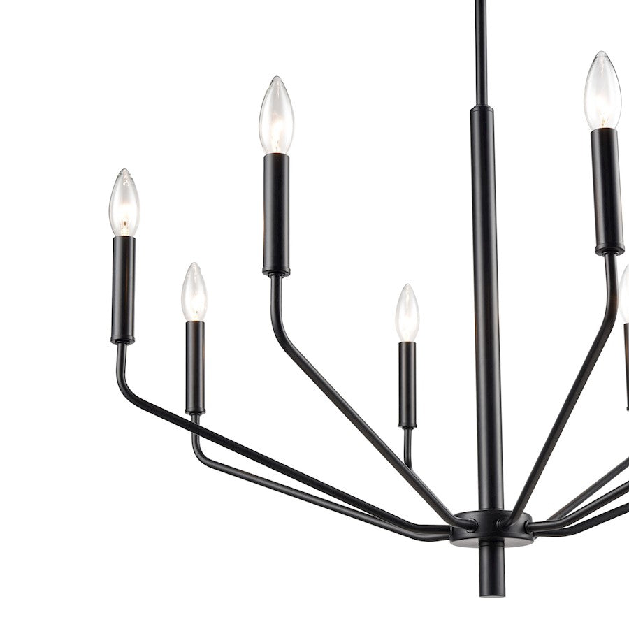 8 Light Chandelier, Matte Black