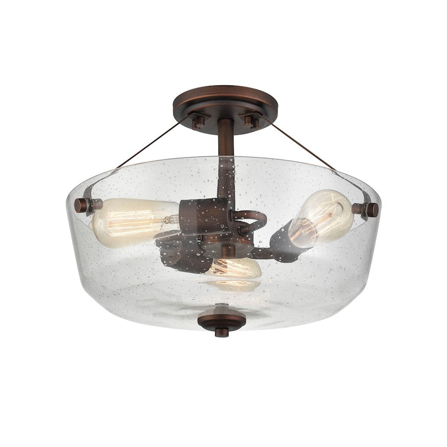 Millennium Lighting 3 Light Semi-Flush Mount, Bronze/Clear Seed - 90083-RBZ