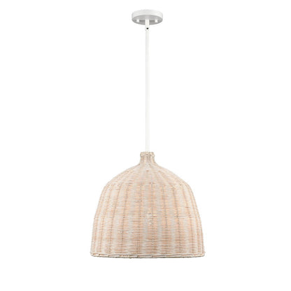 1 Light 15" Pendant, White