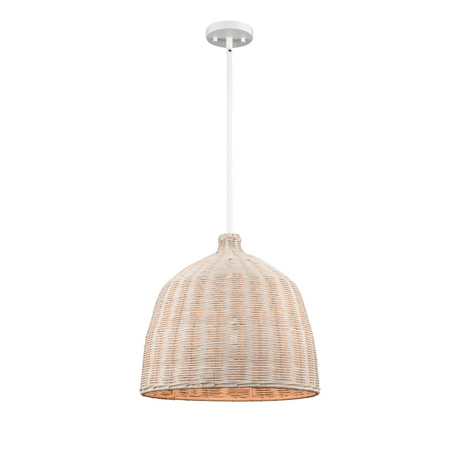 1 Light 15" Pendant, White