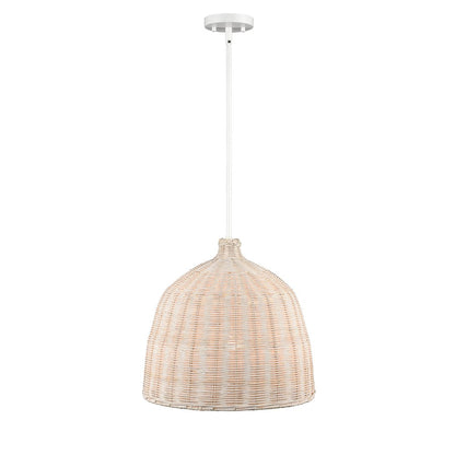 1 Light 15" Pendant, White