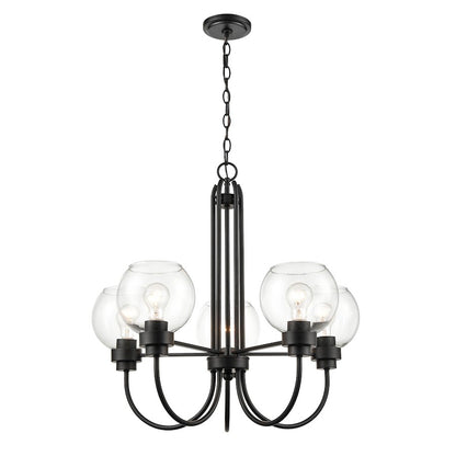Millennium Lighting 5 Light Chandelier Ceiling Light, Black/Clear - 91205-MB