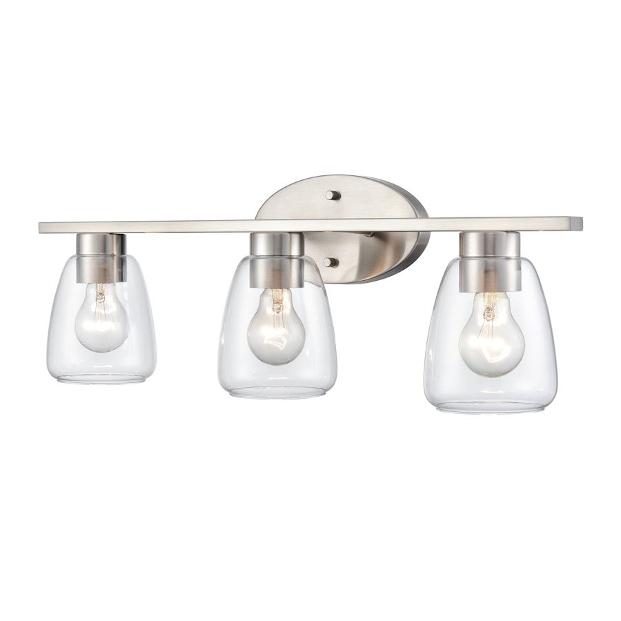 3 Light Bathroom Vanity Light, Brushed Nickel