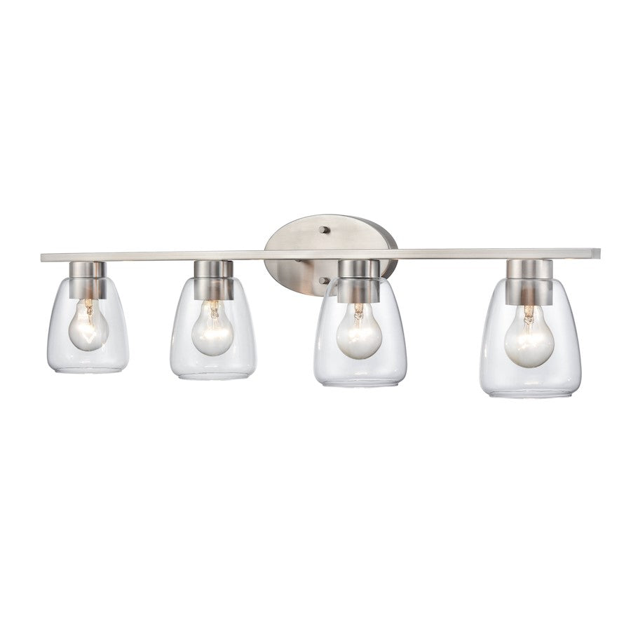 4 Light Bathroom Vanity Light, Brushed Nickel