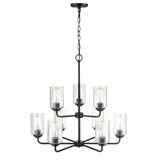 Millennium Lighting 9 Light 26.75" Chandelier, Black/Clear Seeded - 9609-MB