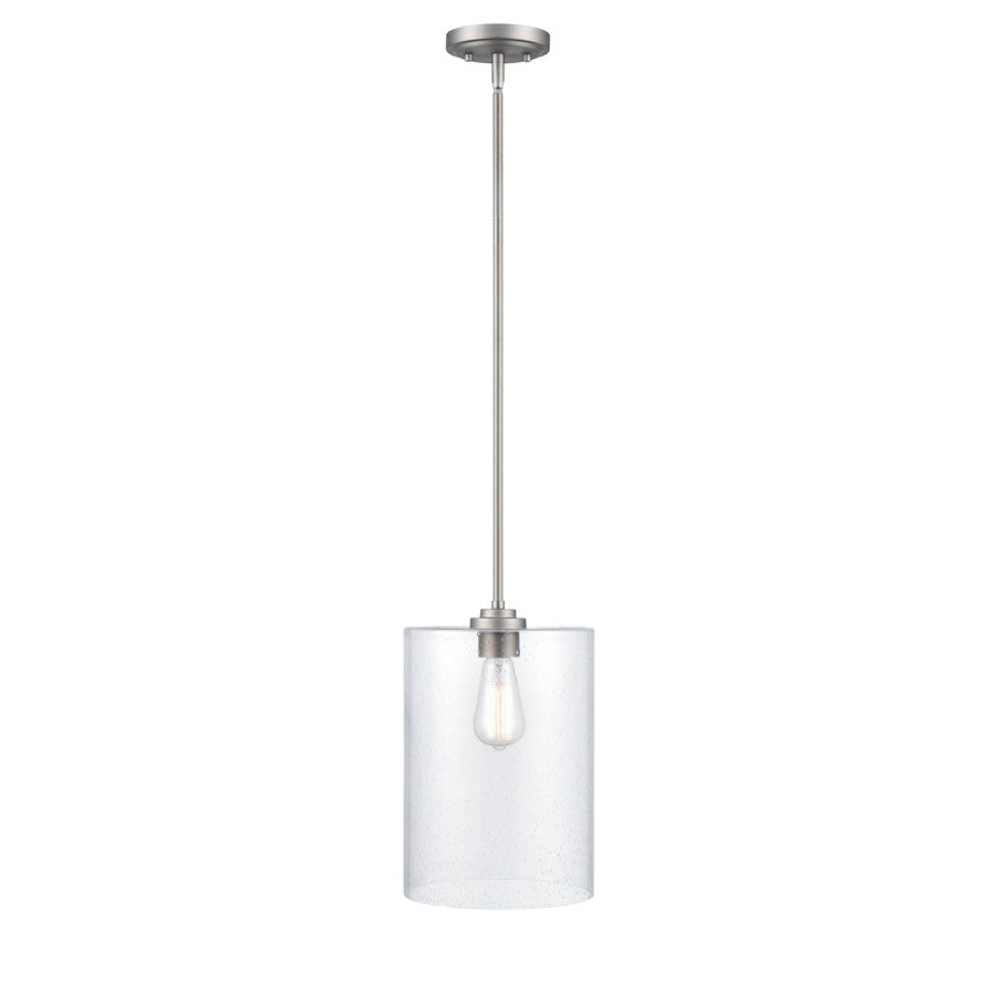 Millennium Lighting 1 Light Mini-Pendant, Satin Nickel/Clear Seeded - 9611-SN