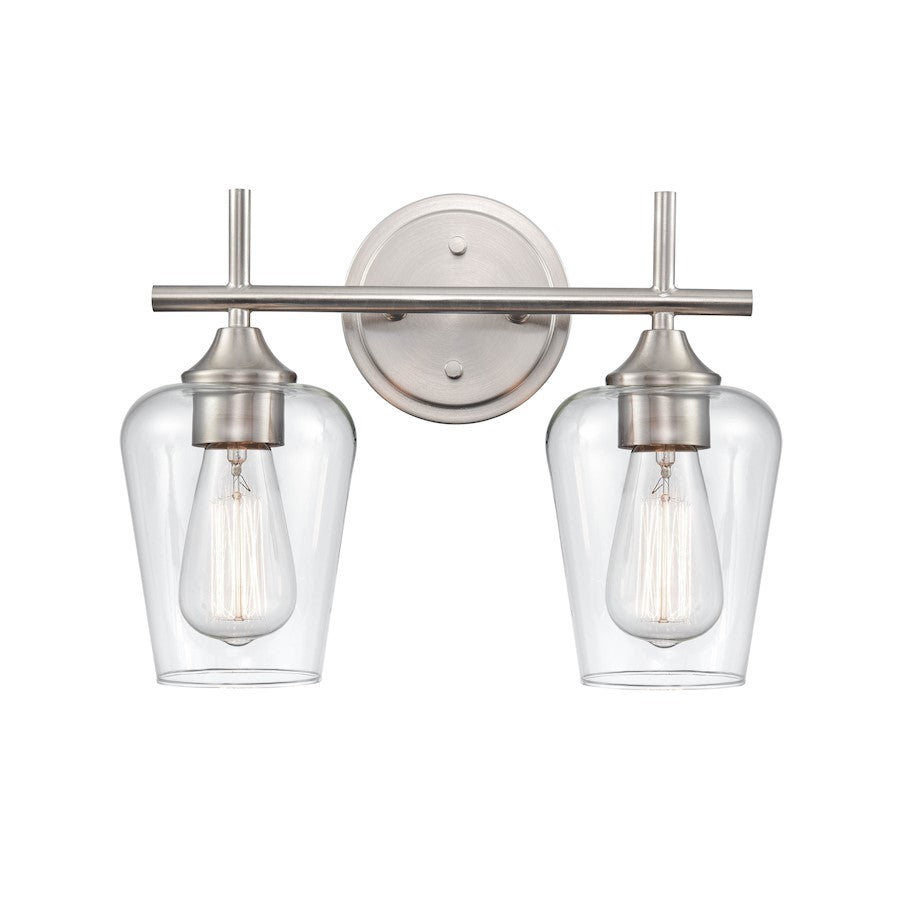 Millennium Lighting Ashford 2 Light Vanity Light, Brushed Nickel/Clear - 9702-BN