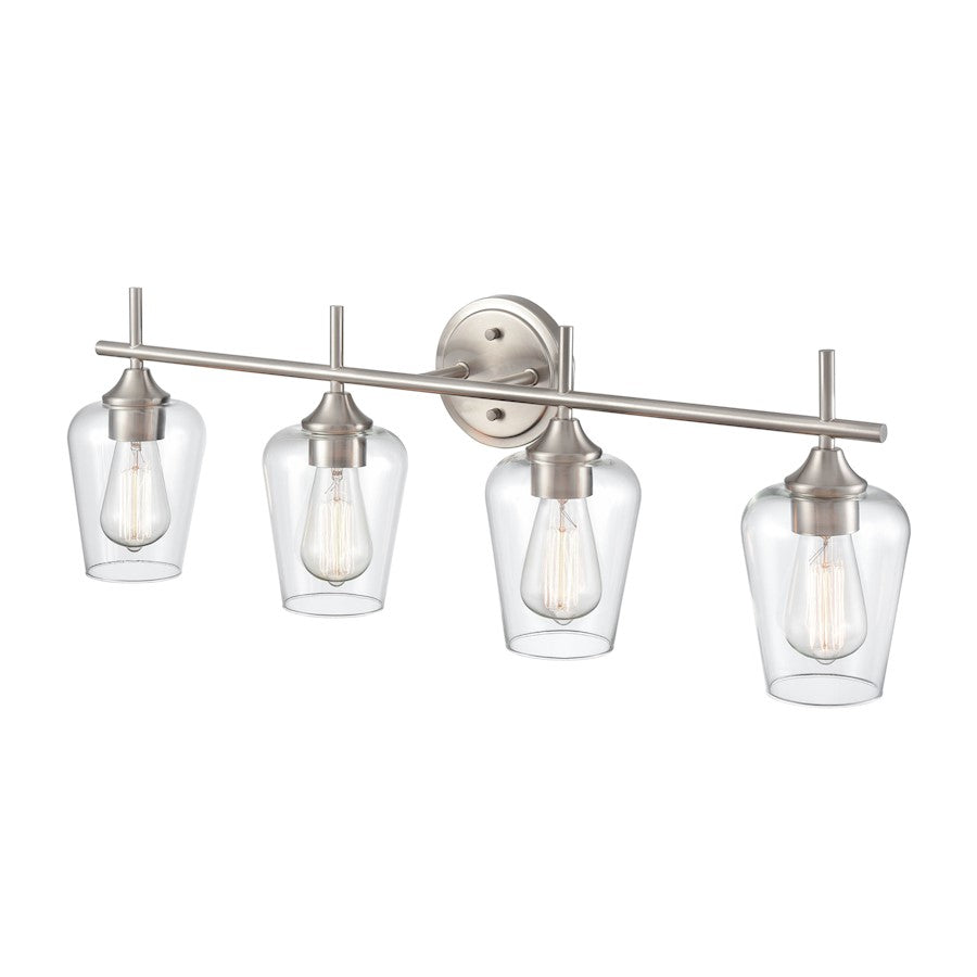 4 Light Bathroom Vanity Light, Brushed Nickel