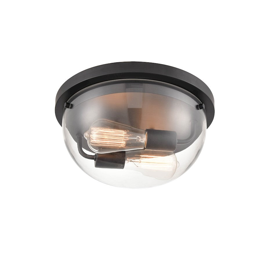 Millennium Ashford 2 Light 6" Semi-Flush Ceiling Mount, Black/Clear - 9712-MB