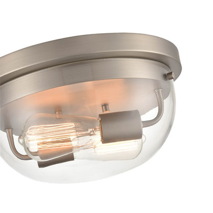 2 Light 6" Flush Mount, Satin Nickel