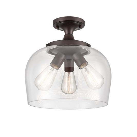 Millennium Lighting Ashford 3 Light Semi-Flush Mount, Bronze/Clear - 9713-RBZ