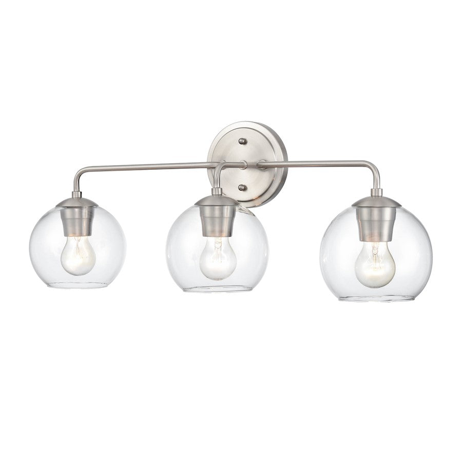 3 Light Bathroom Vanity Light, Brushed Nickel