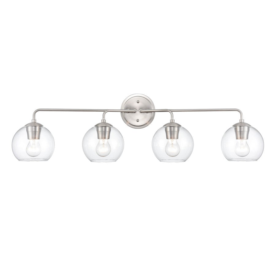 Millennium Lighting 4 Light 10" Vanity Light, Brushed Nickel/Clear - 9754-BN