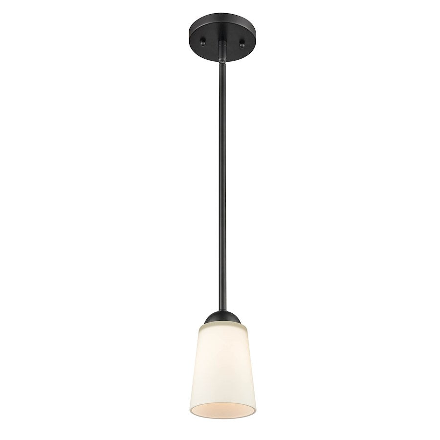 Millennium Lighting 1 Light Mini-Pendant, Matte Black/Etched White - 9801-MB