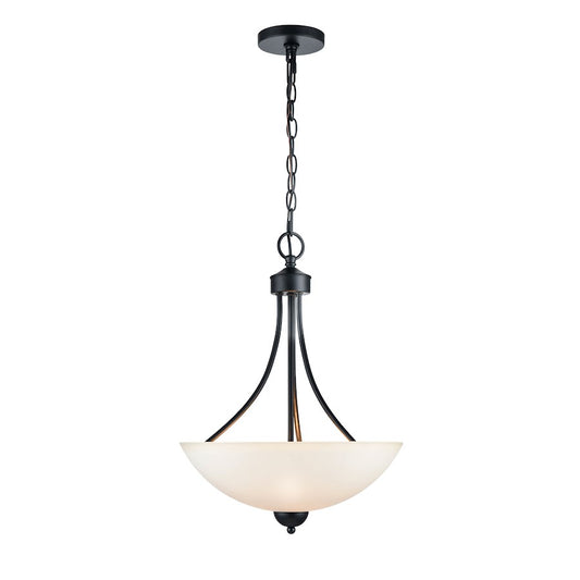 Millennium Lighting 3 Light Pendant, Matte Black/Etched White - 9802-MB