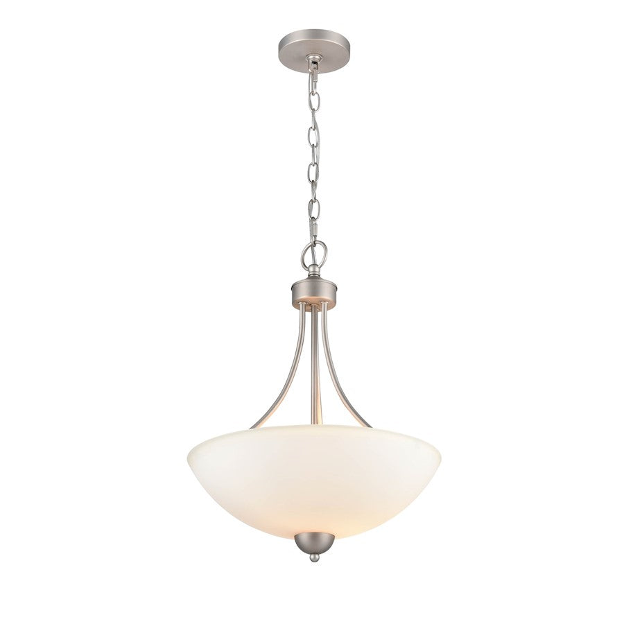 Millennium Lighting 3 Light Pendant, Satin Nickel/Etched White - 9802-SN