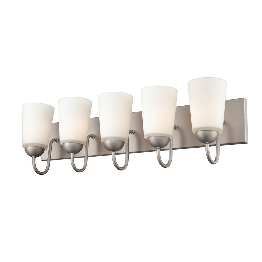 Millennium Lighting 5 Light Vanity, Satin Nickel/Clear Seeded - 9815-SN