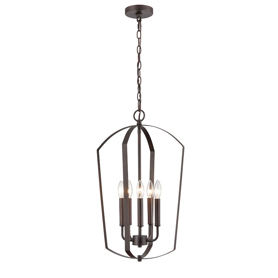 Millennium Lighting Ivey Lake 5 Light Pendant, Bronze/Etched White - 9825-RBZ