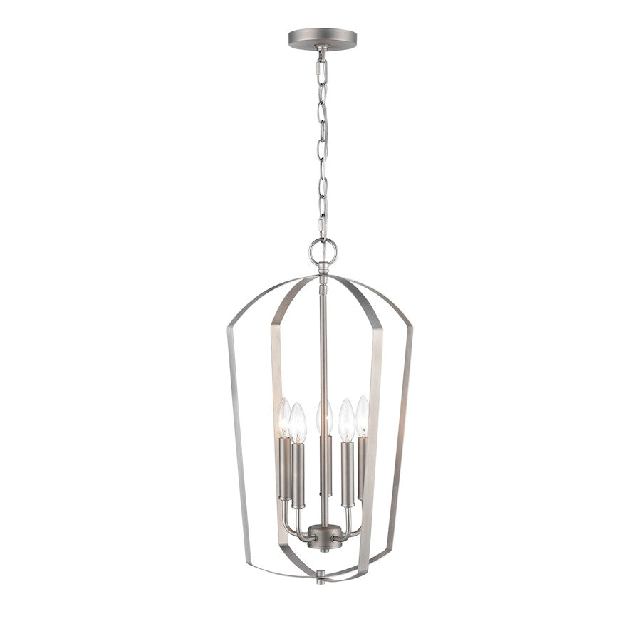 Millennium Lighting 5 Light Chandelier, Satin Nickel - 9825-SN