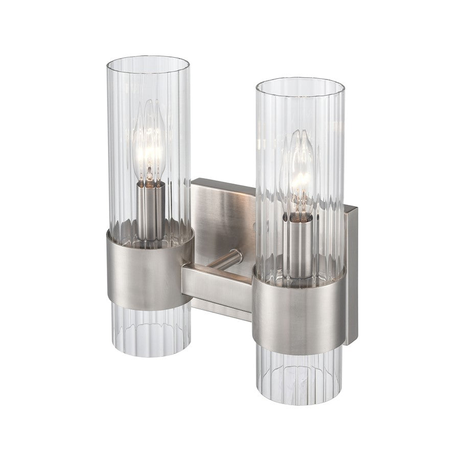 2 Light Bathroom Vanity Light, Nickel