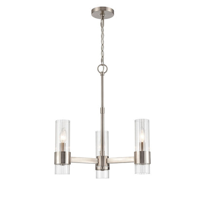 Millennium Lighting Caberton 3 Light Chandelier, Nickel/Clear Beveled - 9973-BN