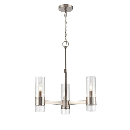 Millennium Lighting Caberton 3 Light Chandelier, Nickel/Clear Beveled - 9973-BN