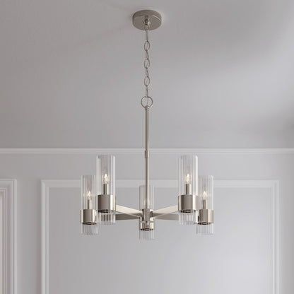 5 Light Chandelier, Nickel