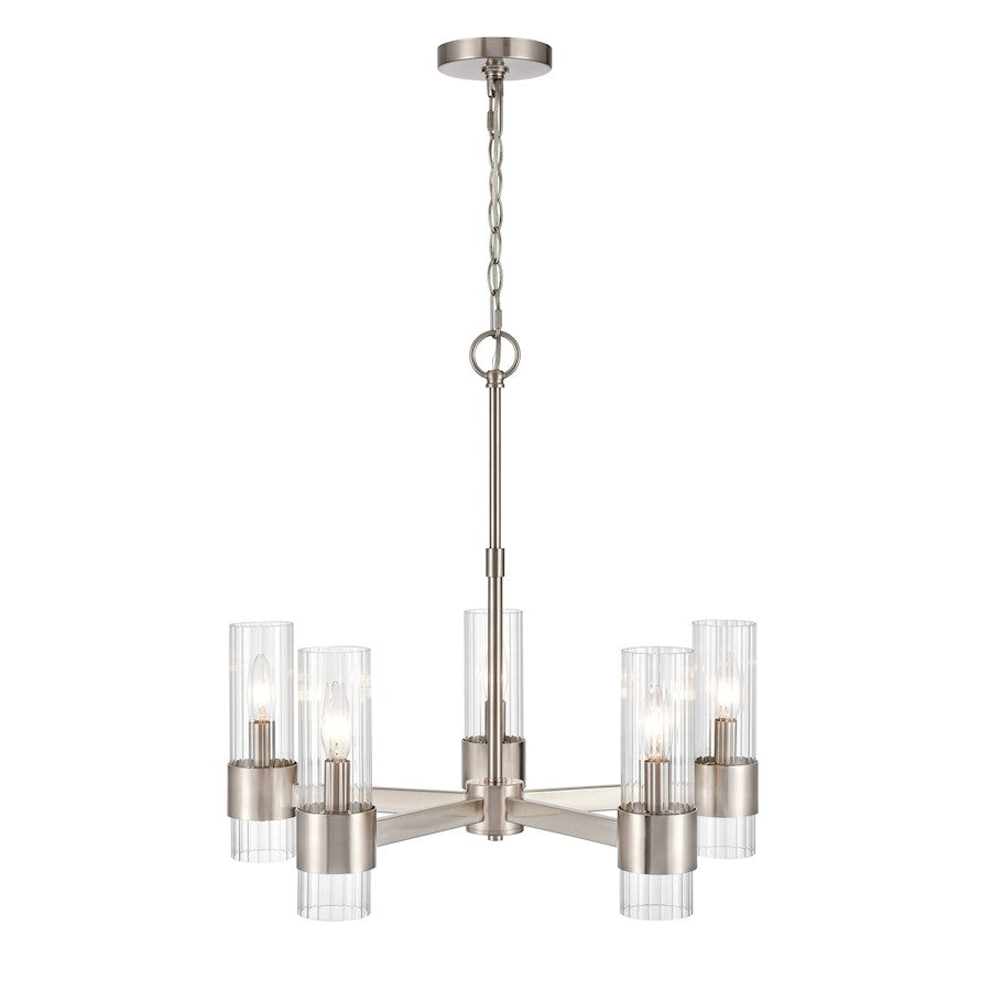 5 Light Chandelier, Nickel