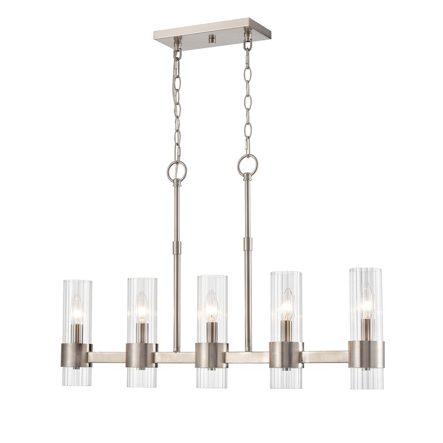 5 Light Chandelier, Nickel