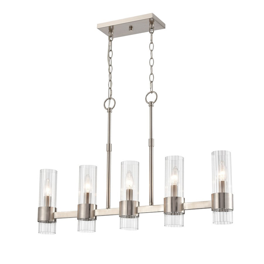 5 Light Chandelier, Nickel