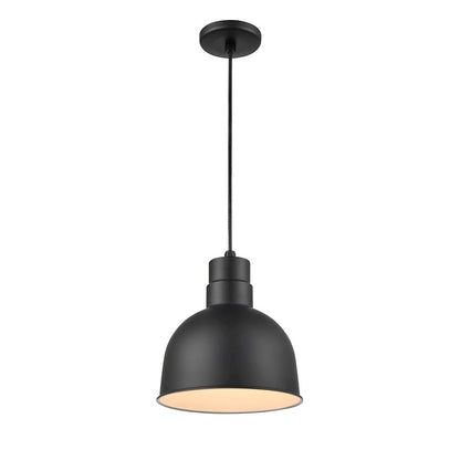 1 Light Deep Bowl Pendant, Black