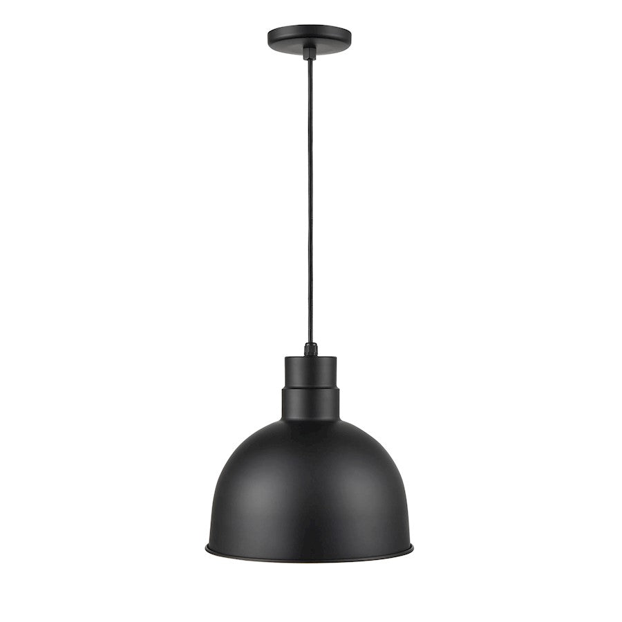 1 Light Deep Bowl Pendant, Black