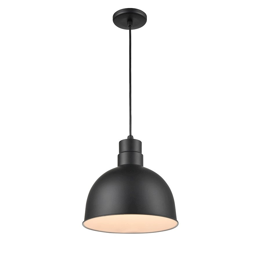 1 Light Deep Bowl Pendant, Black