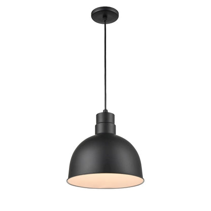 1 Light Deep Bowl Pendant, Black