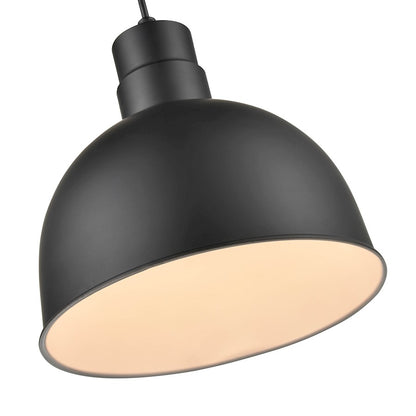 1 Light Deep Bowl Pendant, Black