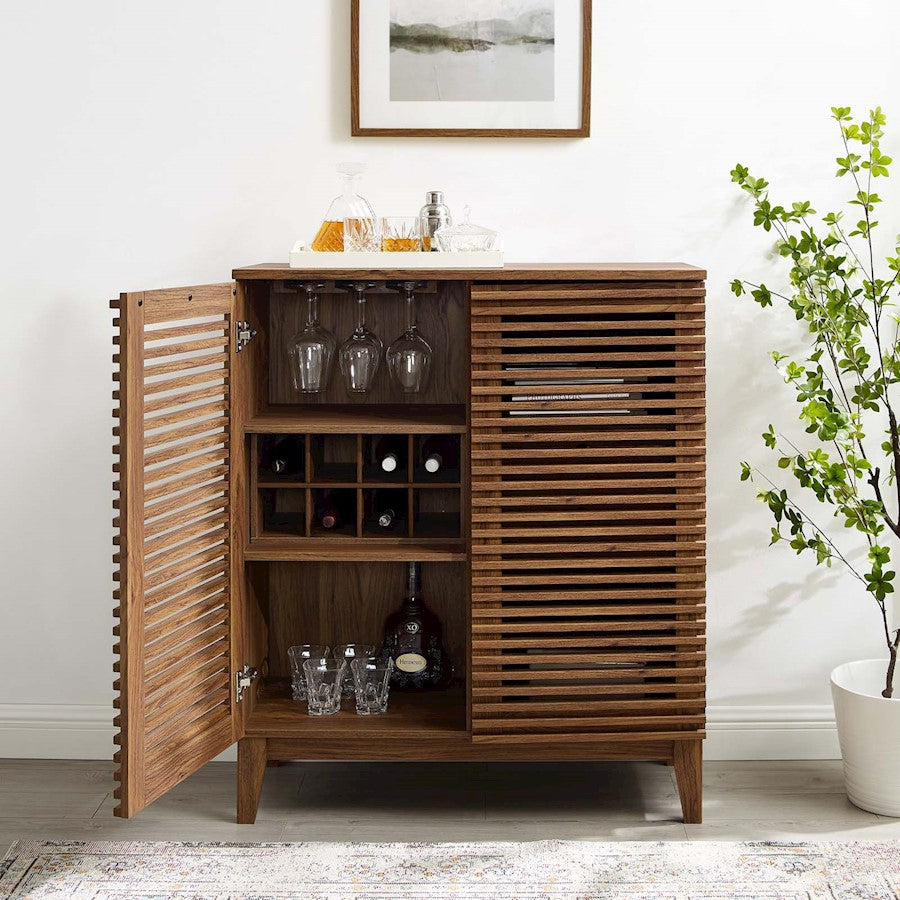 Modway Furniture Render Bar Cabinet, Walnut