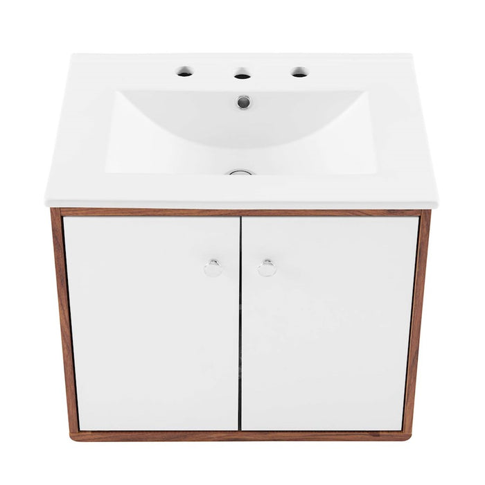 Modway Furniture Transmit 24" Bathroom Vanity, Walnut White