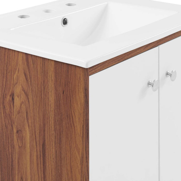 Modway Furniture Transmit 24" Bathroom Vanity, Walnut White