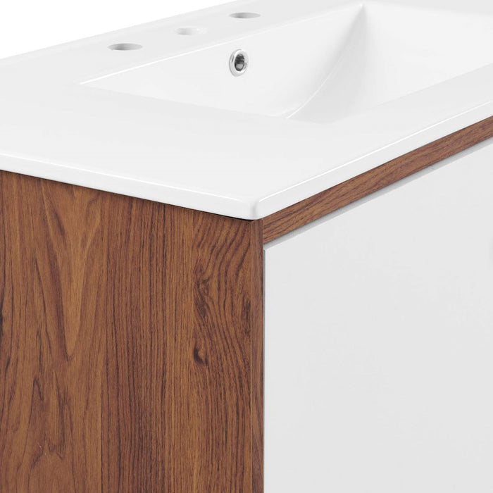 Modway Furniture Transmit 36" Bathroom Vanity, Walnut White