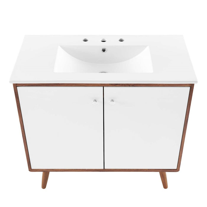 Modway Furniture Transmit 36" Bath Vanity, Walnut White