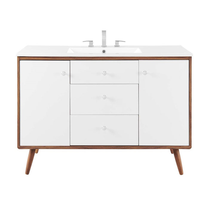 Modway Furniture Transmit 48" Single Sink Vanity, Walnut WH