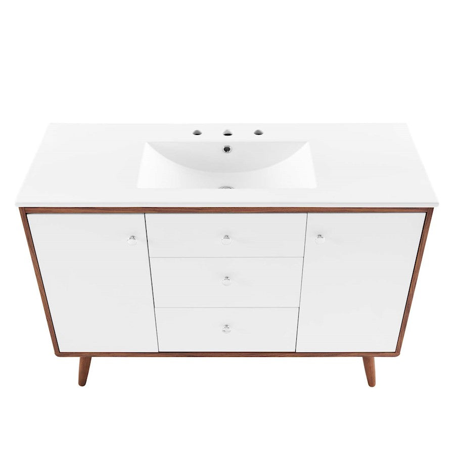 48" Single Sink Bathroom Vanity Light, Walnut WH