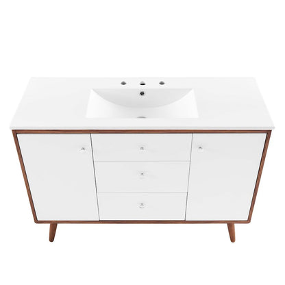 48" Single Sink Bathroom Vanity Light, Walnut WH